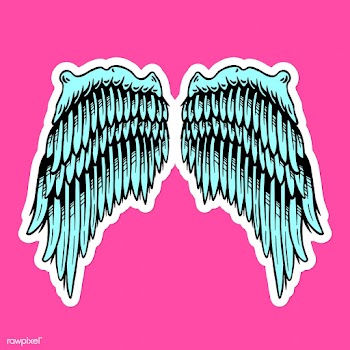 Turquoise wings sticker overlay with a white border vector | Free  vector - 2359530