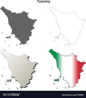 Tuscany blank detailed outline map set vector image