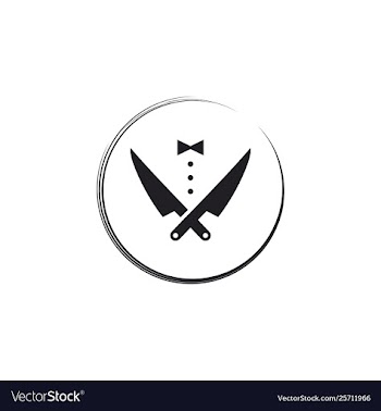 Tuxedo and knife for restaurant logo design vector image