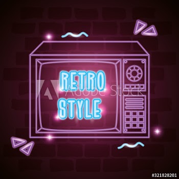 tv nineties retro style neon light design