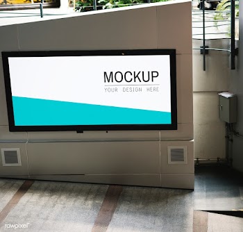 TV screen mockup at walkway | Free stock psd mockup - 534735
