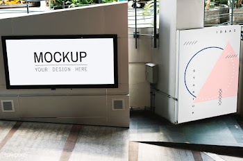 TV screen mockup at walkway | Free stock psd mockup - 534794