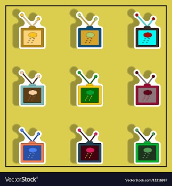 Tv weather forecast sticker collection vector image