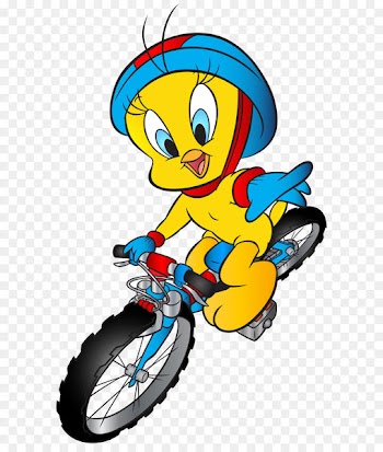 Tweety Bugs Bunny Smurfette Papa Smurf Clip art - Tweety with Bicycle Transparent PNG Image 
