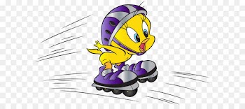 Tweety Cartoon - Tweety with Roller Skates Transparent PNG Image 