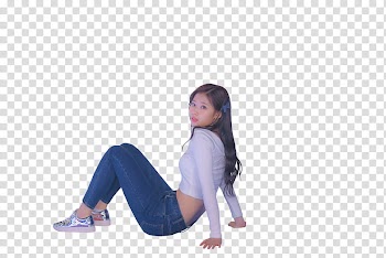 TWICE HEART SHAKER BEHIND THE STAGE , woman sitting transparent background PNG clipart
