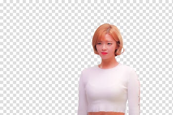 TWICE HEART SHAKER BEHIND THE STAGE , woman wearing white top transparent background PNG clipart