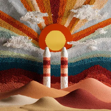 Twilight Desert Oasis: Surreal Twin Suns Over Cupcake Dunes Twilight Desert Oasis: Surreal Twin Suns Over Cupcake Dunes