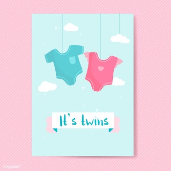 Twin babies reveal card | Free stock vector - 544489