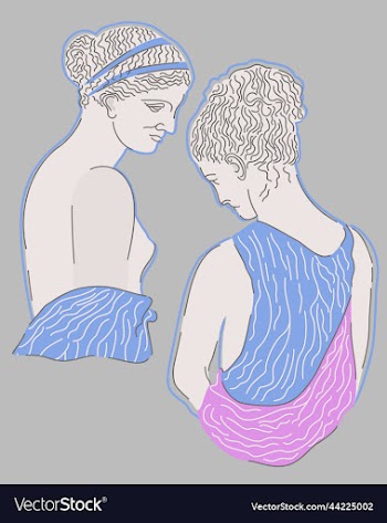 two antique statues