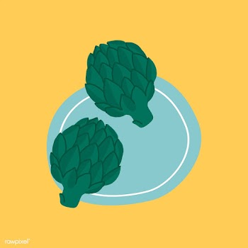 Two artichokes on a plate vector | Free stock vector - 537942