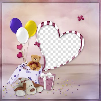 Two bear and dog plush toy inside gift box, Happy Birthday to You frame Gift , Birthday Frames transparent background PNG clipart