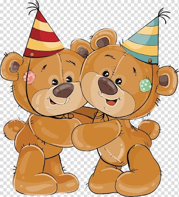 Two bears illustrations, Teddy bear Party Birthday Illustration, Birthday party, lovely bear transparent background PNG clipart