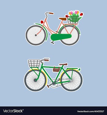 two bicycles on a blue background male and female