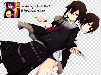 Two black-haired anime characters illustration transparent background PNG clipart