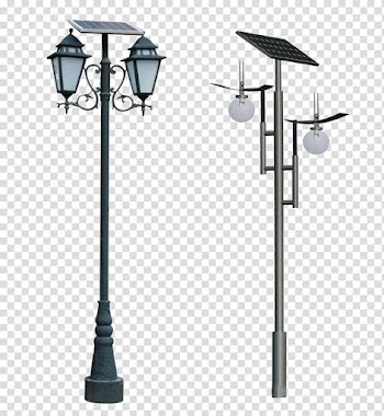 Two black solar street lighters, Solar street light Solar lamp Lighting, Energy saving street light transparent background PNG clipart