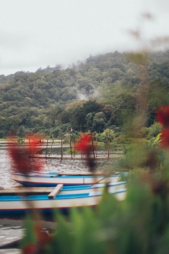Two Blue-and-white Row Boats on Body of Water