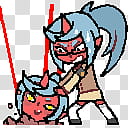 Two blue haired anime characters transparent background PNG clipart