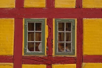 Two Blue Wooden Windowpanes
