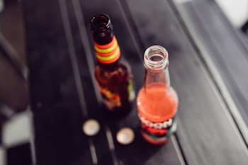 Two bottles of soda drinks