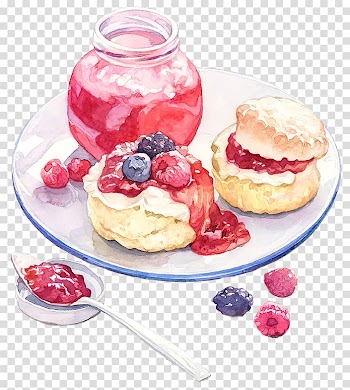 Two breads filled with jam illustration, Food Watercolor painting Sauce Dessert Illustration, Drawing strawberry sauce transparent background PNG clipart