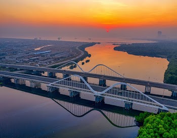 Two Bridges During Golden Hour