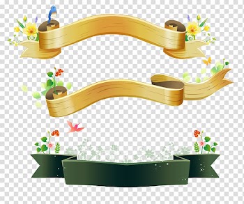 Two brown and green floral lace illustration, Icon, Variety ribbon transparent background PNG clipart