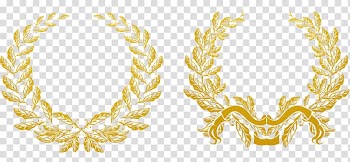 Two brown floral wreaths illustration, Gold Olive branch Euclidean Laurel wreath, Gold and wheat paste transparent background PNG clipart