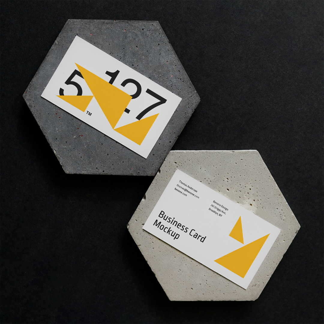 Two Business Cards on a Concrete Mockup