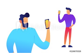Two businessmen with mobile phones vector illustration