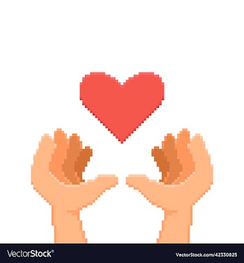 two cartoon hands holds love heart