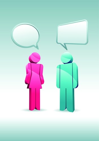 Two characters is having a discussion.