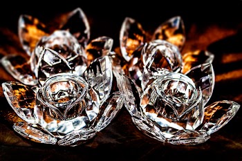 Two Clear Glass Candle Holders