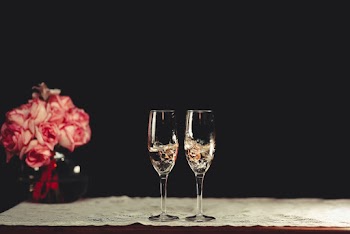 Two Clear Goblet Glasses