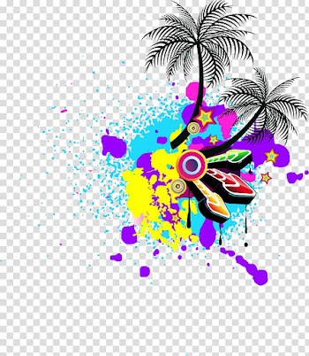 Two coconut trees illustration, Disco Giants Music Album, Abstract colored arrows tree transparent background PNG clipart