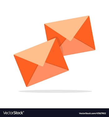 two colorful email envelopes flat concept design