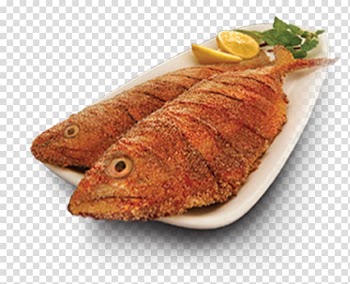 Two deep fried fish on plate, Fried fish Malabar Matthi Curry Fish finger Goan cuisine Corn soup, fried fish transparent background PNG clipart