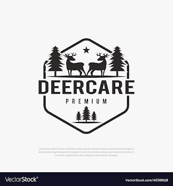 two deer logos vintage hexagon tree
