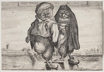 Two dressed owls skating by Adriaen | Free Photo - rawpixel