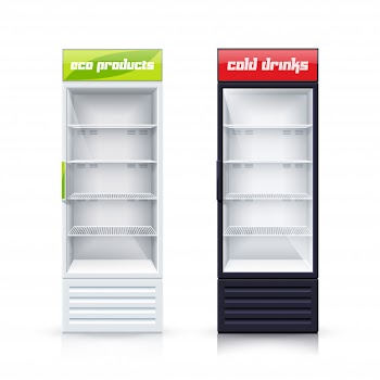 Two empty fridges realistic illustration Free Vector
