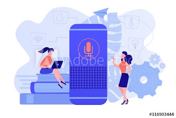 Two female users and smart home assistant