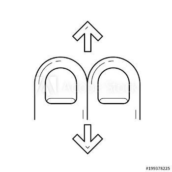 Two-finger scrolling vector line icon isolated on white background