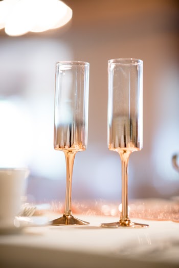 Two Flute Glasses On Table