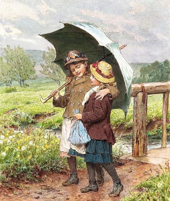 Two Girls Under an Umbrella | Free Photo Illustration - rawpixel