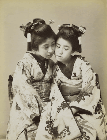 two girls wearing flowerd kimonos, | Free Photo - rawpixel