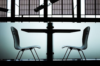 two gray steel chairs