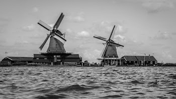 Two Gray Windmill