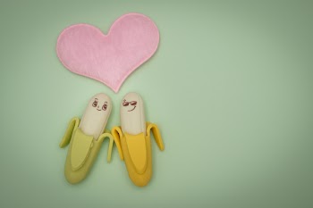 Two Green and Yellow Bananas Plastic Figures
