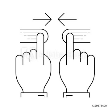 Two hand pinch vector line icon isolated on white background