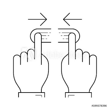 Two hand unpinch vector line icon isolated on white background